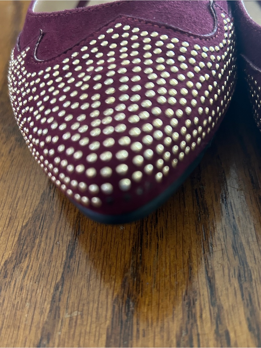 FOREVER 21 Burgundy Studded Ballet Flats - Picture 9 of 10